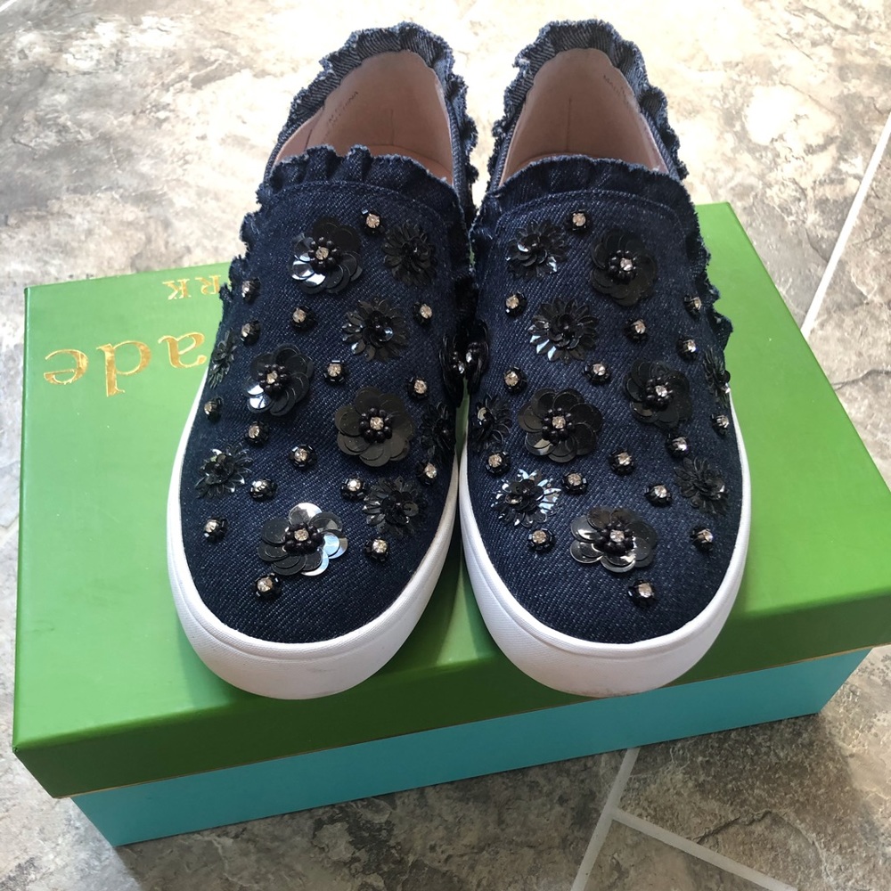 Kate Spade Denim Ruffle Floral Sneakers
